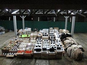 A large quantity of suspected smuggled goods seized.
