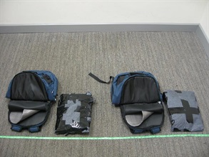 The suspected methamphetamine was concealed inside rucksacks.