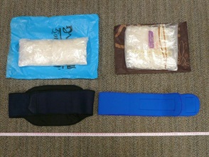 Suspected methamphetamine wrapped in the girdles.