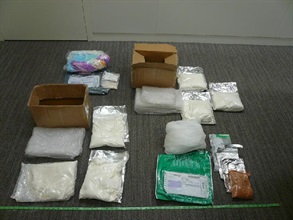 在文锦渡管制站检获的怀疑毒品。