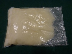 A close-up of the suspected liquid cocaine seized.