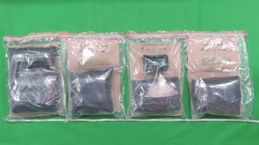 Hong Kong Customs seized a total of about 11.7 kilograms of suspected methamphetamine with an estimated market value of about $5.6 million at Hong Kong International Airport on December 5 and December 6.