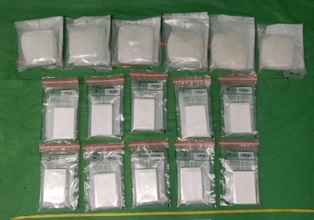 Hong Kong Customs yesterday (December 12) seized about 3.8 kilograms of suspected heroin and 6 kilograms of suspected methamphetamine with an estimated total market value of about $5.9 million at Hong Kong International Airport.