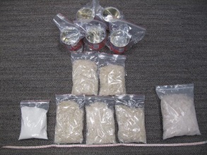 The suspected ketamine (left) and suspected methamphetamine seized.
