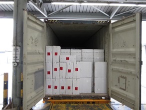 The suspected illicit cigarettes were seized from a container.