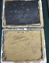 The suspected heroin is concealed inside a placemat.
