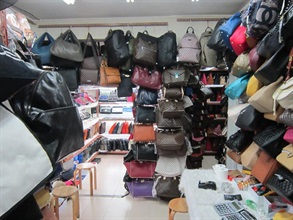 The upstairs showroom with suspected counterfeit goods for sale.