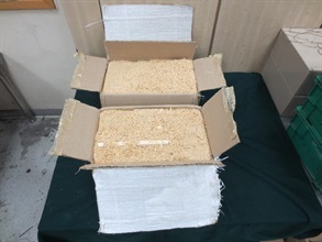 The suspected ivory cut pieces were covered with sawdust inside the airmail parcels.