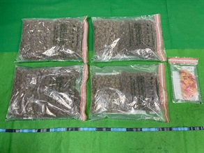Hong Kong Customs seized a total of about four kilograms of suspected cannabis buds and four packets of candies suspected of containing tetrahydro-cannabinol with an estimated market value of about $820,000 at Hong Kong International Airport on June 2 and a logistic company in Kwai Chung on June 9.