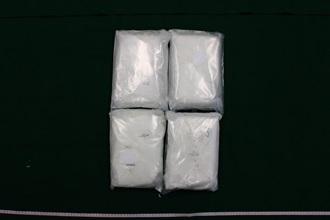 Hong Kong Customs detected two dangerous drugs cases in Tsuen Wan and Kwun Tong on July 22 and yesterday (August 8) and seized a total of about 7 kilograms of suspected cocaine with an estimated market value of about $6.4 million. Photo shows the suspected cocaine seized by Customs officers in Kwun Tong, weighing about 4kg.