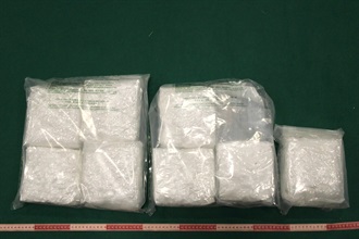 Hong Kong Customs detected two dangerous drugs cases on November 11 and 14, and seized about 8 kilograms of suspected methamphetamine and about 14kg of suspected heroin in Kwai Chung and Tin Shui Wai respectively, with a total estimated market value of about $17 million. Photo shows the suspected methamphetamine seized.