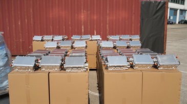 Hong Kong Customs on February 21 detected a suspected case of using an ocean-going vessel to smuggle goods to Malaysia at the Kwai Chung Container Terminals. A large batch of suspected smuggled goods, including electronic waste, vehicle parts and TV set-top boxes, with a total estimated market value of about $12 million was seized. Photo shows some of the suspected smuggled vehicle parts seized.