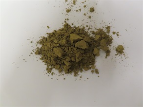 Hong Kong Customs on May 10 seized about 20 tonnes of suspected mitragynine with an estimated market value of about $54 million at the Kwai Chung Customhouse Cargo Examination Compound. Photo shows the green powder suspected to be mitragynine.