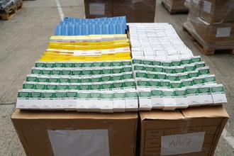 Hong Kong Customs mounted a special enforcement operation codenamed "Clear Sky" from mid-April to mid-May and detected a smuggling case involving a river trade vessel and two smuggling cases involving ocean-going vessels. A large batch of suspected smuggled goods, including suspected scheduled dried shark fins, suspected controlled medicines and used electronic products, with a total estimated market value of about $200 million was seized. Photo shows some of the suspected controlled medicines seized.
