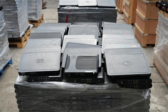 Hong Kong Customs mounted a special enforcement operation codenamed "Clear Sky" from mid-April to mid-May and detected a smuggling case involving a river trade vessel and two smuggling cases involving ocean-going vessels. A large batch of suspected smuggled goods, including suspected scheduled dried shark fins, suspected controlled medicines and used electronic products, with a total estimated market value of about $200 million was seized. Photo shows some of the suspected smuggled set-top boxes seized.