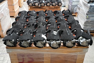 Hong Kong Customs mounted a special enforcement operation codenamed "Clear Sky" from mid-April to mid-May and detected a smuggling case involving a river trade vessel and two smuggling cases involving ocean-going vessels. A large batch of suspected smuggled goods, including suspected scheduled dried shark fins, suspected controlled medicines and used electronic products, with a total estimated market value of about $200 million was seized. Photo shows some of the suspected vehicle parts seized.