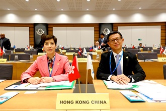 The Commissioner of Customs and Excise, Ms Louise Ho, from June 22 to 24 led a delegation to attend the 141st/142nd Sessions of the Customs Co-operation Council of the World Customs Organization in Brussels, Belgium. Photo shows Ms Ho (left) and the Assistant Commissioner (Excise and Strategic Support), Mr Rudy Hui (right).