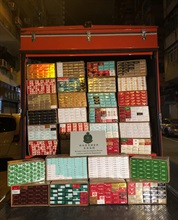 Hong Kong Customs yesterday (July 19) raided a suspected illicit cigarette storage centre in Sham Shui Po and seized about 420 000 suspected illicit cigarettes with an estimated market value of about $1.5 million and a duty potential of about $1 million. Photo shows some of the suspected illicit cigarettes seized.