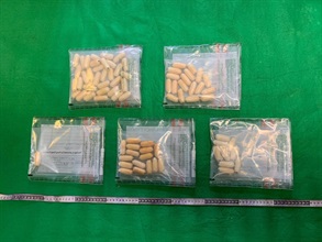 Hong Kong Customs on August 8 detected an incoming passenger drug trafficking case at Hong Kong International Airport and seized about 770 grams of suspected cocaine with an estimated market value of about $850,000. Photo shows the suspected cocaine seized.