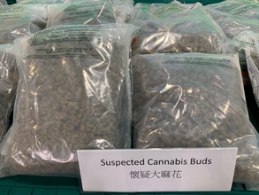 香港海关于六月十二日至八月十一日采取代号「狙击者」的反毒品行动，打击利用集运方式贩运毒品。图示行动中检获的部分怀疑大麻花。