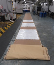 Hong Kong Customs on July 12 detected a large-scale seaborne methamphetamine trafficking case at the Kwai Chung Customhouse Cargo Examination Compound and seized about 240 kilograms of suspected methamphetamine with an estimated market value of about $170 million. Photo shows one of the synthetic leather rolls used to conceal the suspected methamphetamine.