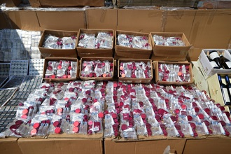 Hong Kong Customs mounted a special operation codenamed "Wave Breaker" from August to September and detected four suspected smuggling cases involving ocean-going vessels and two suspected smuggling cases involving river trade vessels. A large batch of suspected smuggled goods with a total estimated market value of about $100 million was seized. Photo shows some of the skincare products seized.