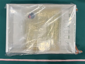 Hong Kong Customs seized about 444 kilograms of suspected liquid cocaine with an estimated market value of about $490 million at the Kwai Chung Customhouse Cargo Examination Compound on December 19 last year, representing a record seizure of liquid cocaine by Customs. Photo shows one of the packages of suspected liquid cocaine packed in transparent plastic bags.