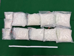 Hong Kong Customs yesterday (March 18) detected three drug trafficking cases, involving cargo channel and a passenger, at Hong Kong International Airport and seized a total of about 40 kilograms of suspected ketamine, about 152kg of suspected cannabis buds, and about 760 grams of suspected heroin, with a total estimated market value of about $58.4 million. Photo shows the suspected ketamine and suspected heroin seized in the first case.