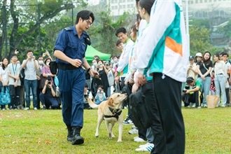 香港海关今日（四月十八日）在香港海关学院举行开放日。图示香港海关搜查犬队在开放日表演。