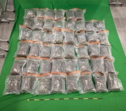 Hong Kong Customs detected three dangerous drugs cases at Hong Kong International Airport, Shenzhen Bay Control Point and Yau Tong between April 24 and today (April 26). Photo shows the seized suspected cannabis buds in the first case.