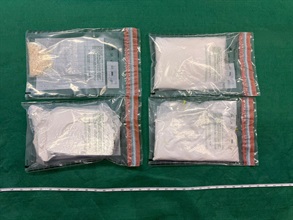 Hong Kong Customs yesterday (July 2) seized about 1.4 kilograms of suspected cocaine, 500 grams of suspected ketamine and 15g of suspected crack cocaine, with a total estimated market value of about $1.4 million, in Sham Shui Po. Photo shows the suspected dangerous drugs seized.