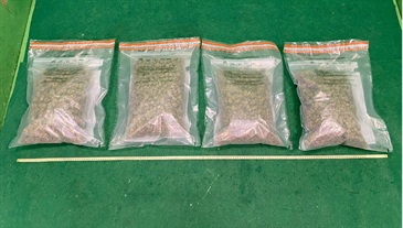Hong Kong Customs seized about 5.8 kilograms of suspected cannabis buds with an estimated market value of about $1.2 million in Kwai Chung on July 23. One man was arrested today (July 29). Photo shows the suspected cannabis buds seized.