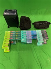 A 39-year-old incoming male passenger was sentenced to four months' imprisonment by the West Kowloon Magistrates' Courts today (August 28) for importing alternative smoking products, in contravention of the Import and Export Ordinance. Photo shows the alternative smoking products seized.