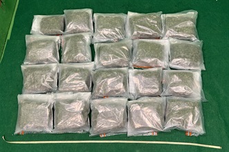 香港海关与香港警务处于今年六月一日至八月三十一日进行代号为「勇击」的大型缉毒行动，重点打击贩毒集团利用航空旅客进行的贩毒活动。行动期间，海关、警务处、内地及海外执法机构共侦破七十四宗毒品案件，并检获约一千二百一十九公斤怀疑毒品，包括大麻、氯胺酮、可卡因、冰毒、海洛英及摇头丸，估计市值超过四亿七千九百万元，并拘捕九十六名怀疑涉案人士。图示部分检获的怀疑毒品。