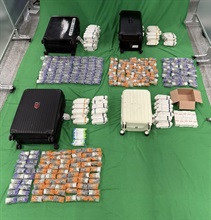 Hong Kong Customs detected a smuggling case involving three passengers at Hong Kong International Airport on September 2 and seized 6 517 pieces of pharmaceutical injections containing Part I Poisons and 600 tablets of pharmaceutical products containing Part I Poisons with an estimated market value of about $4.7 million. Photo shows the pharmaceutical injections and pharmaceutical products seized.