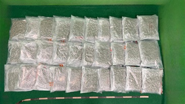 Hong Kong Customs today (October 16) detected a drug trafficking case involving baggage concealment at Hong Kong International Airport and seized about 16.5 kilograms of suspected cannabis buds with an estimated market value of about $3.3 million. Photo shows the suspected cannabis buds seized.