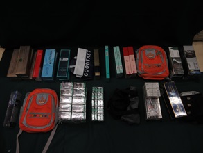A 30-year-old incoming female passenger was sentenced to two months' imprisonment and fined $5,000 by the Fanling Magistrates' Courts today (November 5) for possessing duty-not-paid cigarettes and failing to declare them to Customs officers, in contravention of the Dutiable Commodities Ordinance. Photo shows the duty-not-paid cigarettes seized.