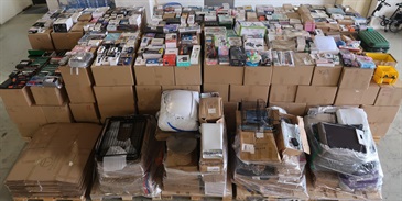 Hong Kong Customs detected two suspected smuggling cases involving ocean-going vessels on October 27 and 31. Large batches of suspected smuggled goods with a total estimated market value of about $64 million were seized. Photo shows some of the suspected smuggled goods seized.