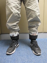 A 66-year-old incoming male passenger was sentenced to two months' imprisonment and fined $2,000 by the Fanling Magistrates' Courts today (January 14) for possessing duty-not-paid cigarettes and failing to declare them to Customs officers, in contravention of the Dutiable Commodities Ordinance. Photo shows the man concealing the duty-not-paid cigarettes inside the socks worn by him.