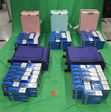 An incoming male passenger was sentenced to six months’ imprisonment and fined $1,000 by the West Kowloon Magistrates' Courts today (January 27) for importing duty-not-paid cigarettes and failing to declare them to Customs officers, in contravention of the Dutiable Commodities Ordinance. Photo shows the duty-not-paid cigarettes seized from the personal baggage of the incoming 46-year-old male passenger.