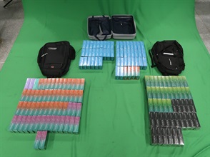 One incoming male passenger was sentenced to six months' imprisonment by the West Kowloon Magistrates' Courts today (January 30) for importing alternative smoking products and failing to comply with direction given by a member of the Customs and Excise Service, in contravention of the Import and Export Ordinance. Photo shows the alternative smoking products seized from the personal baggage of the 35-year-old incoming male passenger.
