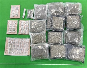 Hong Kong Customs yesterday (March 12) seized about 10 kilograms of suspected cannabis buds, with a total estimated market value of about $2.1 million, in Tuen Mun. Photo shows the suspected cannabis buds seized.