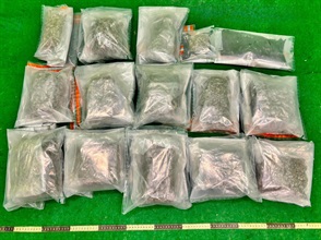 Hong Kong Customs yesterday (March 17) detected a drug trafficking case involving baggage concealment at Hong Kong International Airport and seized about 4.2 kilograms of suspected cannabis buds, with an estimated market value of about $870,000. Photo shows the suspected cannabis buds seized.