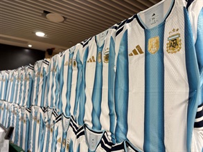 Hong Kong Customs conducted a three-week enforcement operation codenamed "Dawnbreaker" from March 9 to 27 to combat counterfeit and infringing goods activities involving cross-boundary transshipments and local deliveries. During the operation, Customs detected 37 related cases and seized about 110 000 items of suspected counterfeit goods with a total estimated market value of about $64 million. Photo shows some of the suspected counterfeit jerseys seized.