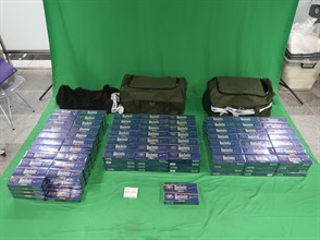 An incoming male passenger was sentenced to six months’ imprisonment and fined $2,000 by the West Kowloon Magistrates' Courts today (April 16) for importing duty-not-paid cigarettes and failing to declare them to Customs officers, in contravention of the Dutiable Commodities Ordinance. Photo shows the duty-not-paid cigarettes seized.
