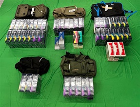 An incoming male passenger was sentenced to six months' imprisonment and fined $3,000 by the West Kowloon Magistrates' Courts today (May 15) for importing duty-not-paid cigarettes and failing to declare them to Customs officers, in contravention of the Dutiable Commodities Ordinance. Photo shows the duty-not-paid cigarettes seized.