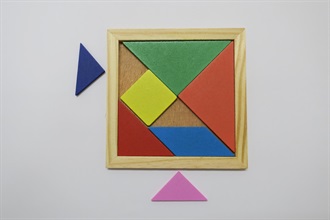Hong Kong Customs today (May 16) urged members of the public to stay alert to a model of unsafe sling shot toy and a model of unsafe tangram. Photo shows two of the components of the unsafe tangram concerned, which could pose a danger of suffocation for children if accidentally swallowed.