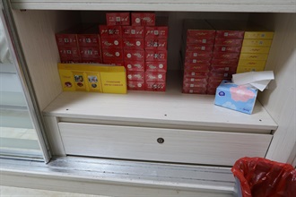 A tenant of a public rental housing (PRH) unit was sentenced to three months' imprisonment by the Eastern Magistrates' Courts yesterday (October 7) for dealing with duty-not-paid cigarettes, in contravention of the Dutiable Commodities Ordinance (Cap. 109). Photo shows some of the duty-not-paid cigarettes seized from the PRH unit involved in the case.