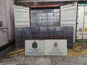 Hong Kong Customs detected four sea smuggling cases via intelligence exchanges and analysis. More than 51 million suspected illicit cigarettes with a total estimated market value of about $230 million and a duty potential of about $170 million were seized. Photo shows the suspected illicit cigarettes seized in the cases.