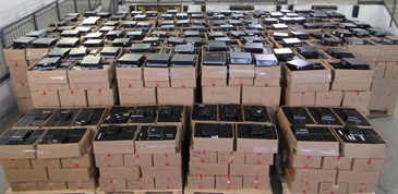 Hong Kong Customs detected two suspected smuggling cases involving ocean-going vessels in October. Large batches of suspected smuggled goods with a total estimated market value of about $26 million were seized. Photo shows some of the suspected smuggled goods seized.